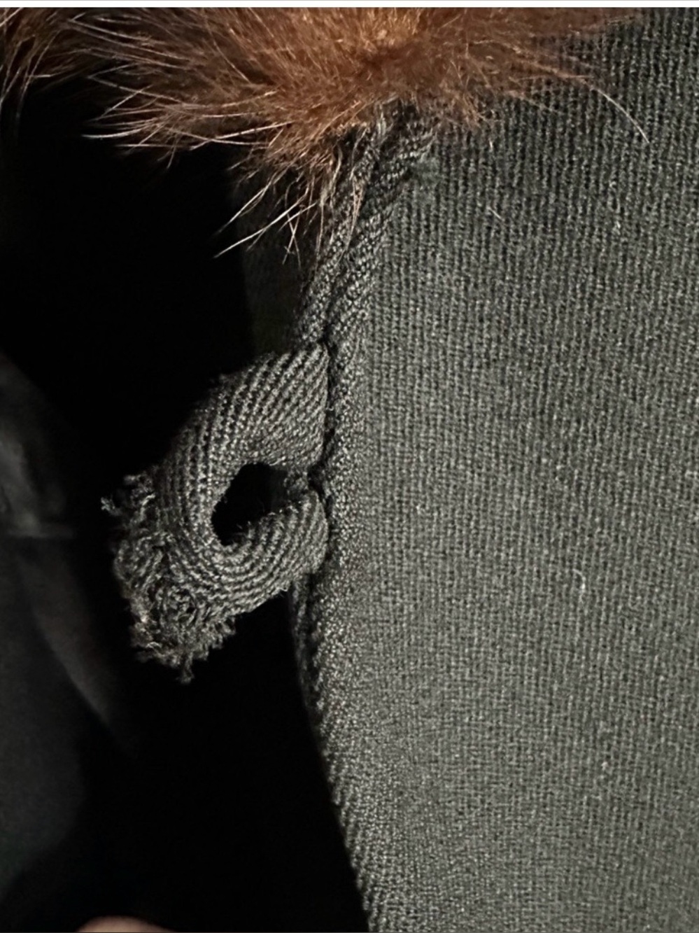 Classic Black Women's Coat with Brown Fur Trim - Picture 12 of 14